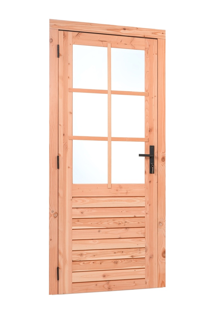 [HK001549] Red Class Wood enkele glas deur, 6-ruits LD Enkele glasdeur B1000 x H2050 mm buitenmaat (links scharnierend)