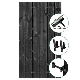 [HK001587] Tuindeur Privacy grenen zwart (90 cm)