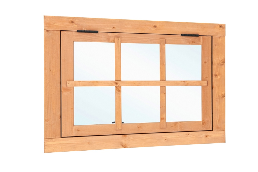 [HK001656] Douglas uitzetraam 6-ruits B900xH700mm (buitenwerkse maat) incl. 2 soorten roedes, RVS raambeslag, tochtrubber