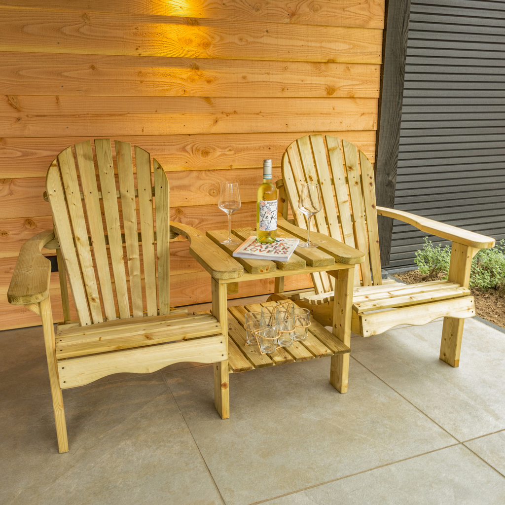 [HK001710] Loveseat Parijs vuren gedroogd, groen geïmpregneerd