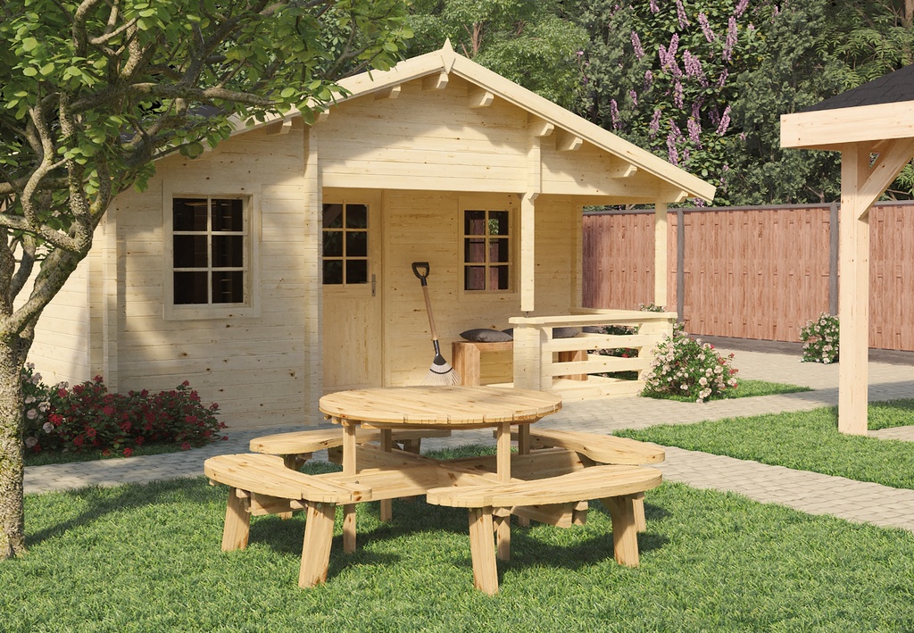 Picknicktafel rond Classic, vuren gedroogd, groen geïmpregneerd